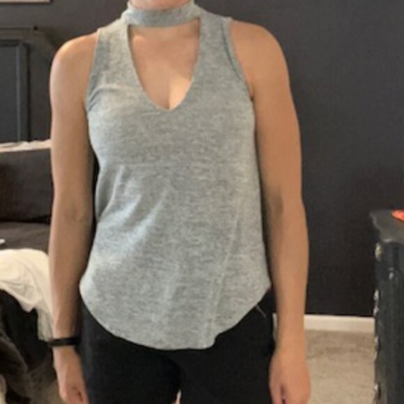 Express Grey Low Cut Sleeveless Tank - Picture 1 of 4